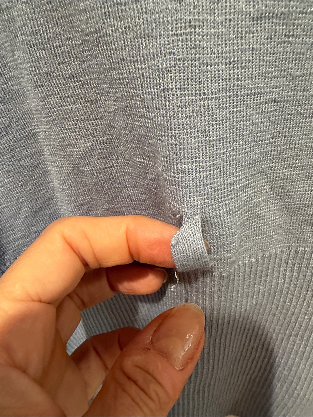 Escada Light Blue Wrap Tie-Front Long Sleeve Top - Picture 3 of 4